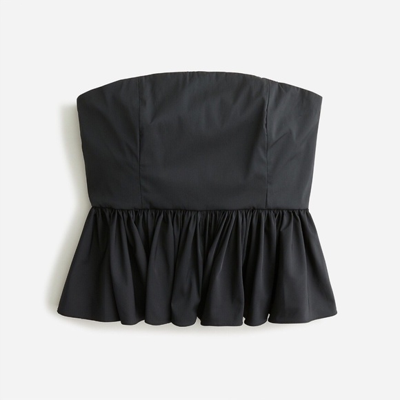 J.CREW Size 14 Strapless Taffeta Peplum Top - Black BN144 - Picture 1 of 4